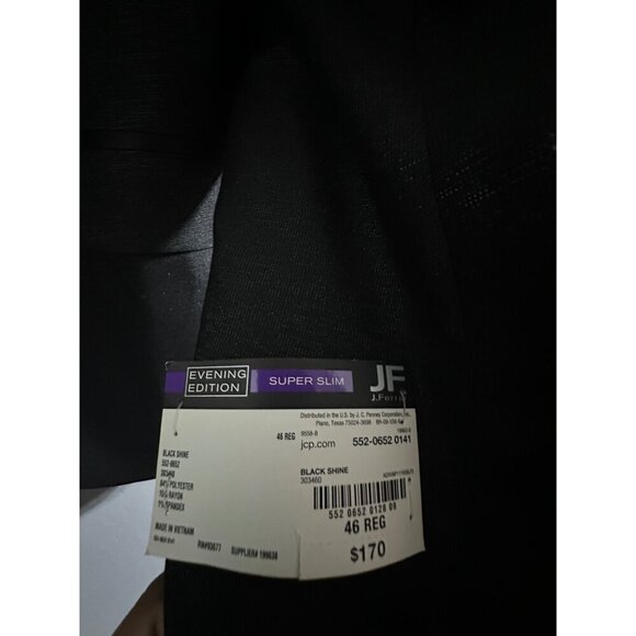 J.Ferrar Suit Blazer Evening Edition Super Slim for men's black shine size 46R - Picture 8 of 11